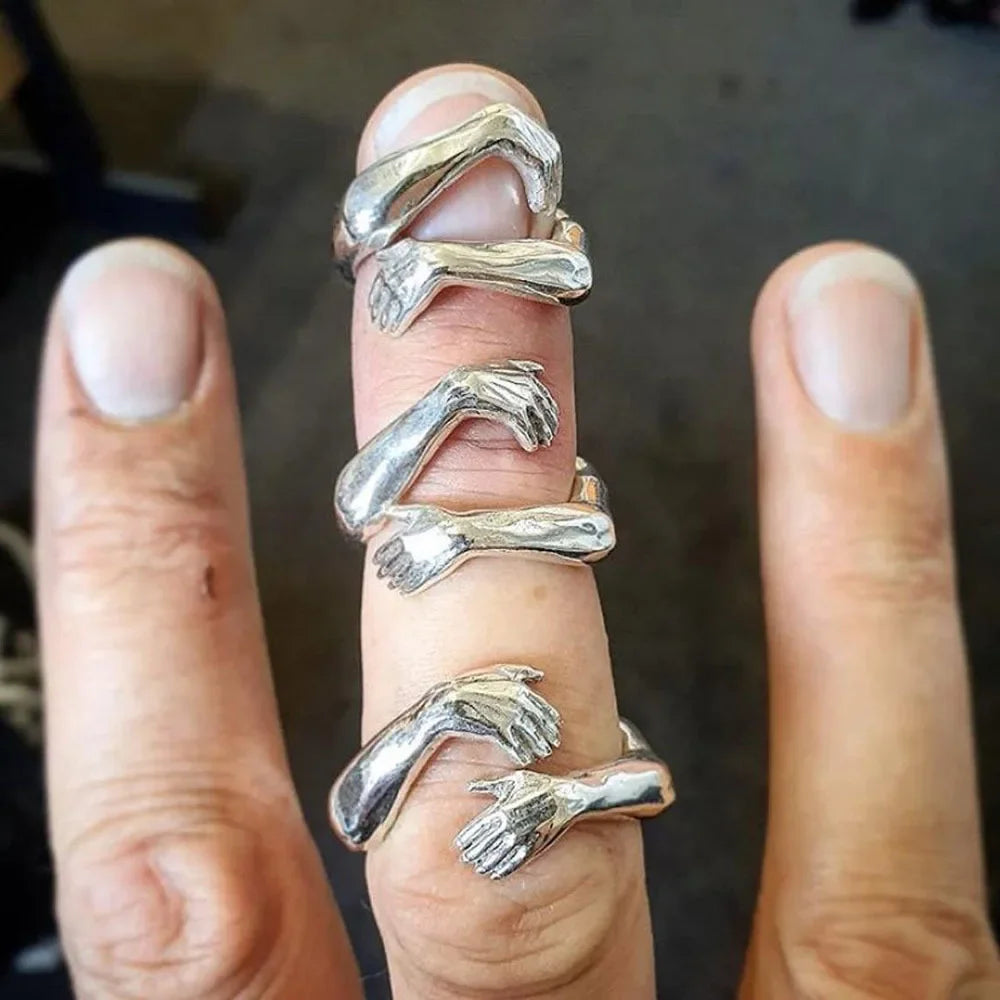 Rings Trend Jewelry Hands Hug Punk Personality Open Dropshipping Rings for Women Men