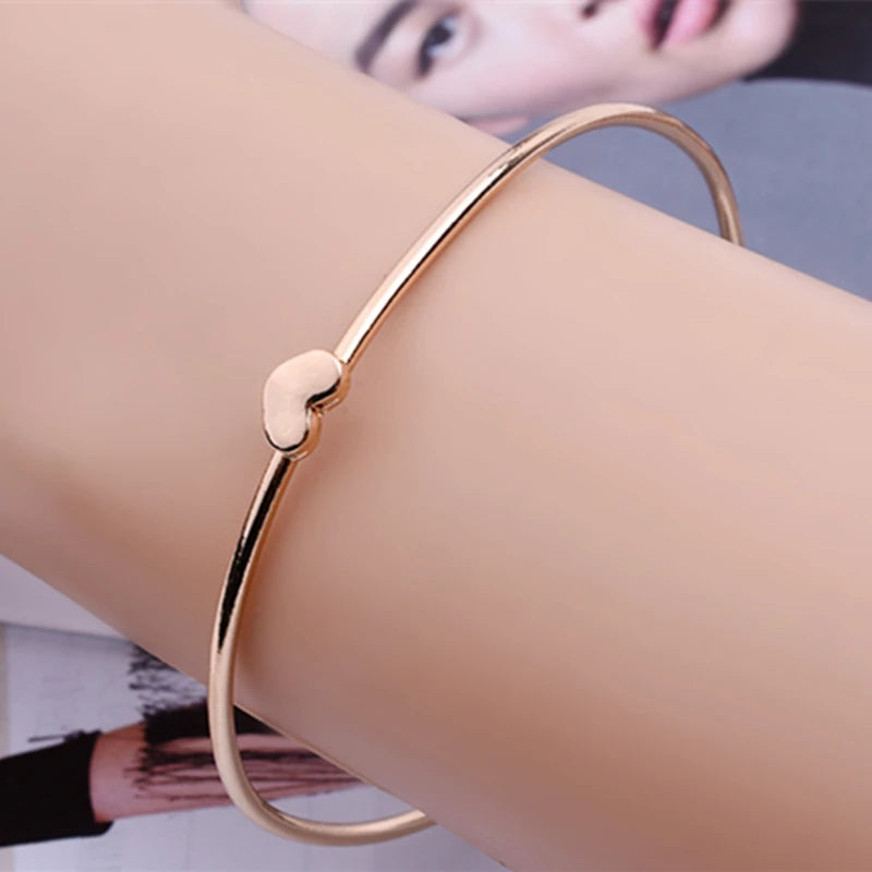 Matte Bangles Fashion Double Ring Bracelet Female Metal Bracelet  New Fashion Korean Jewelry Wholesale - A Single Price