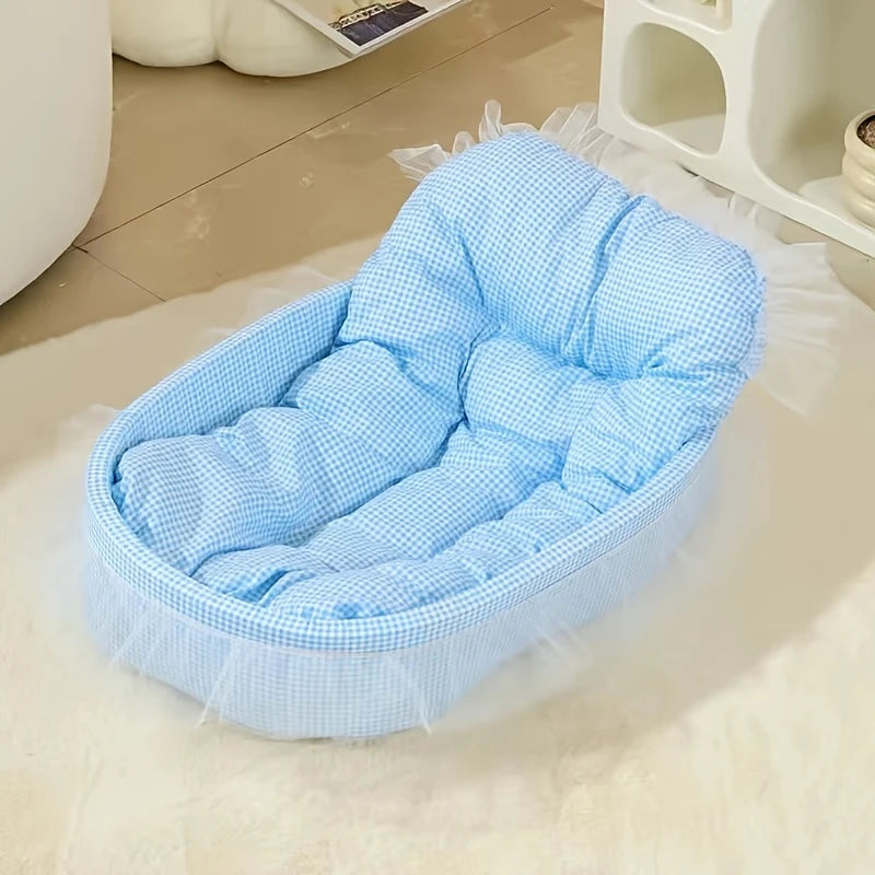 Pet Sofa Bed All Season Comfortable Nest Ruffled Princess Design Hair Resistant Soft Cats Small Dogs Available Various Colors