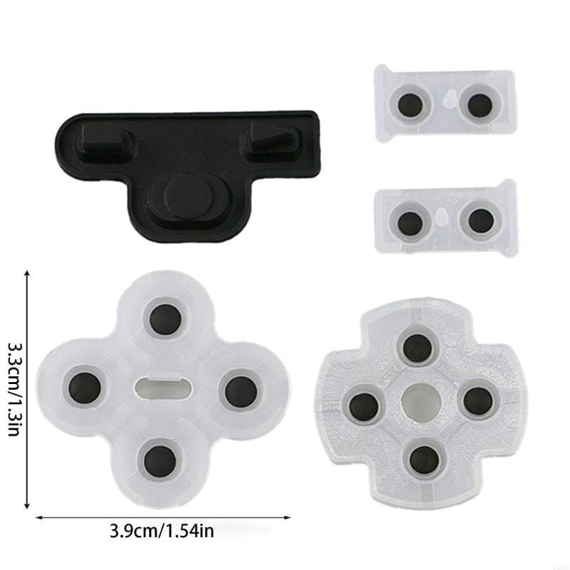 Leitfähiges Gummipol-Set mit schwarzen und durchscheinenden Kunststoff-Ersatz-Richtungs-Pads für den PlayStation-3-Controller.