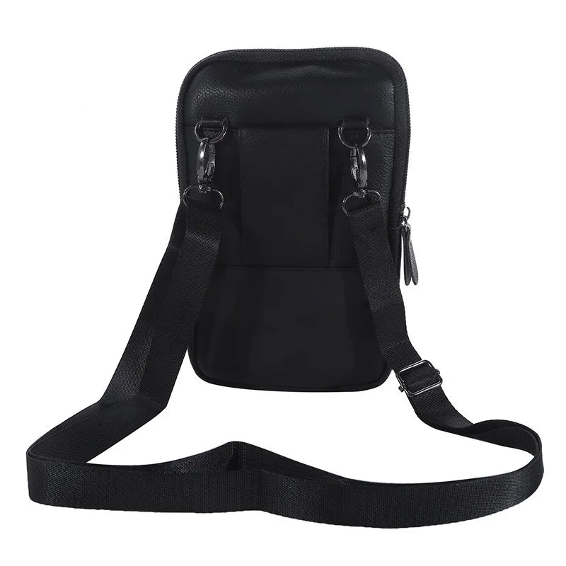 Leather Waist Bag Men's Mobile Phone Bag Wearing Belt Outdoor Sport One Shoulder Small Bag Doing Business Crossbody Bags