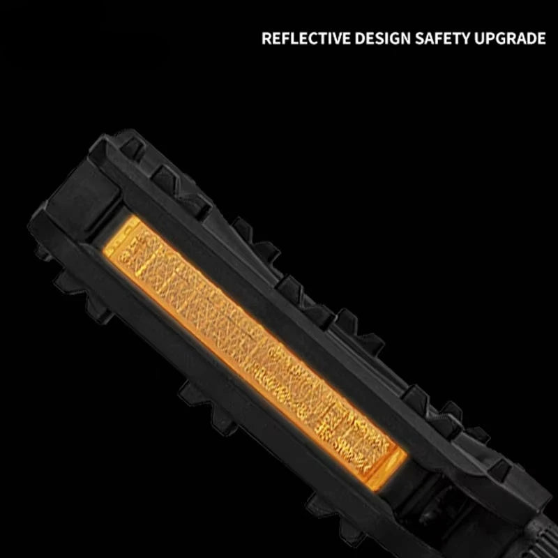 Cycling Accessories Road Mountain Bike Pedals Nylon PP Bicycle Pedals with Yellow Reflector