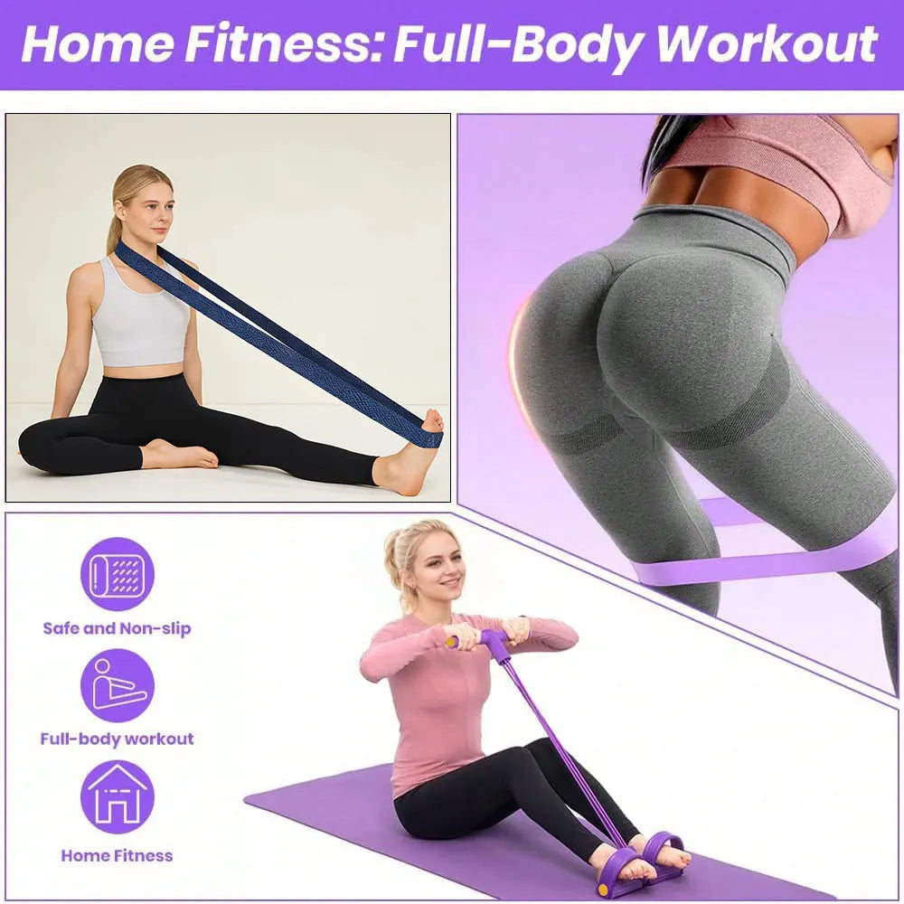 Resistance Band Set, Foot Pedal Resistance Band with Handle, Exercise Elastic Band Suitable for Abs, Waist, Arms, Legs, Women's