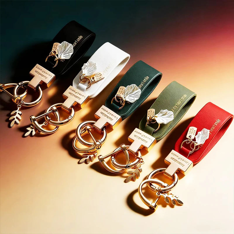 New French Style Leather Keychain High Texture Exquisite Ins Creative Hanging Decoration Car Shell Keychain Anti Loss Buckle
