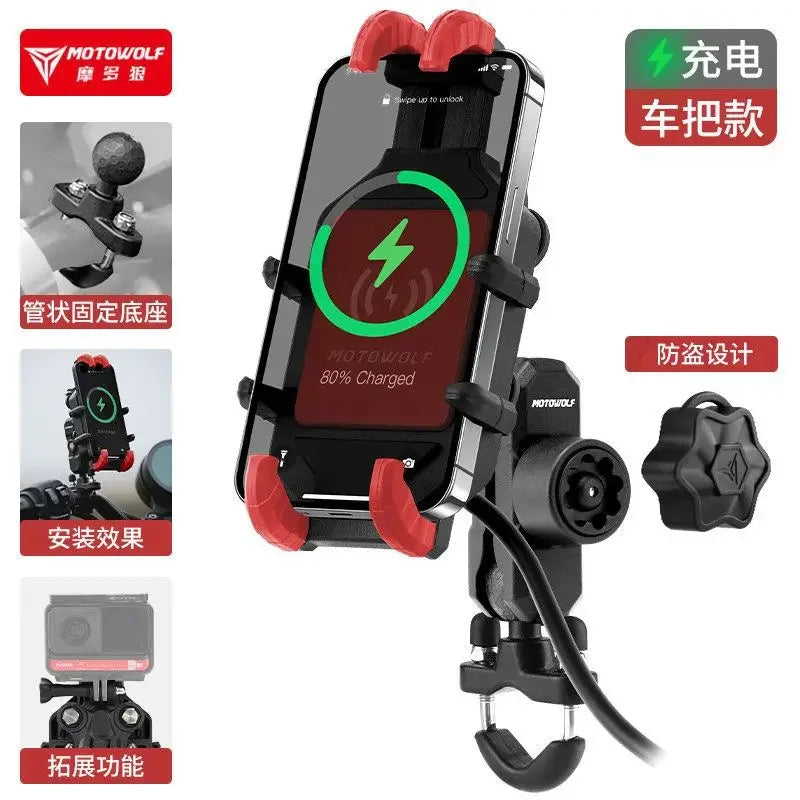 Motorcycle Wireless Charging Phone Holder Cradle Moto Support Cellphone Suporte Celular Motos Handlebar Mount biker Accessories