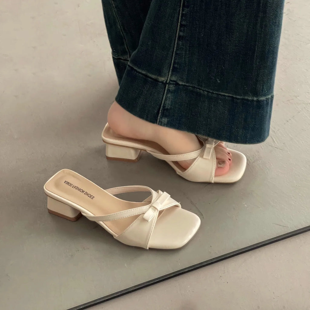 Women's Slippers Fashion Outdoor Casual Sandals Sweet Bow Women Sandals Summer Vacation Beach Slippers for Women Chaussons Femme