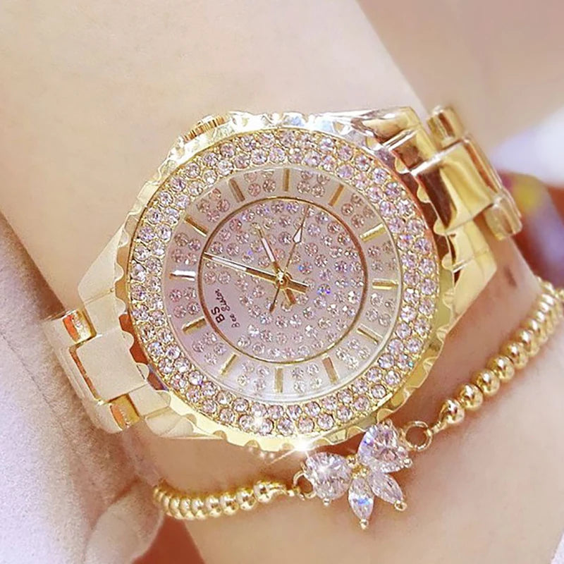 Women Gold Bracelet Dress Watches 2025 Top Brand Luxury Ladies Wrist Watches For Female Clock Fashion Elegant Full Steel
