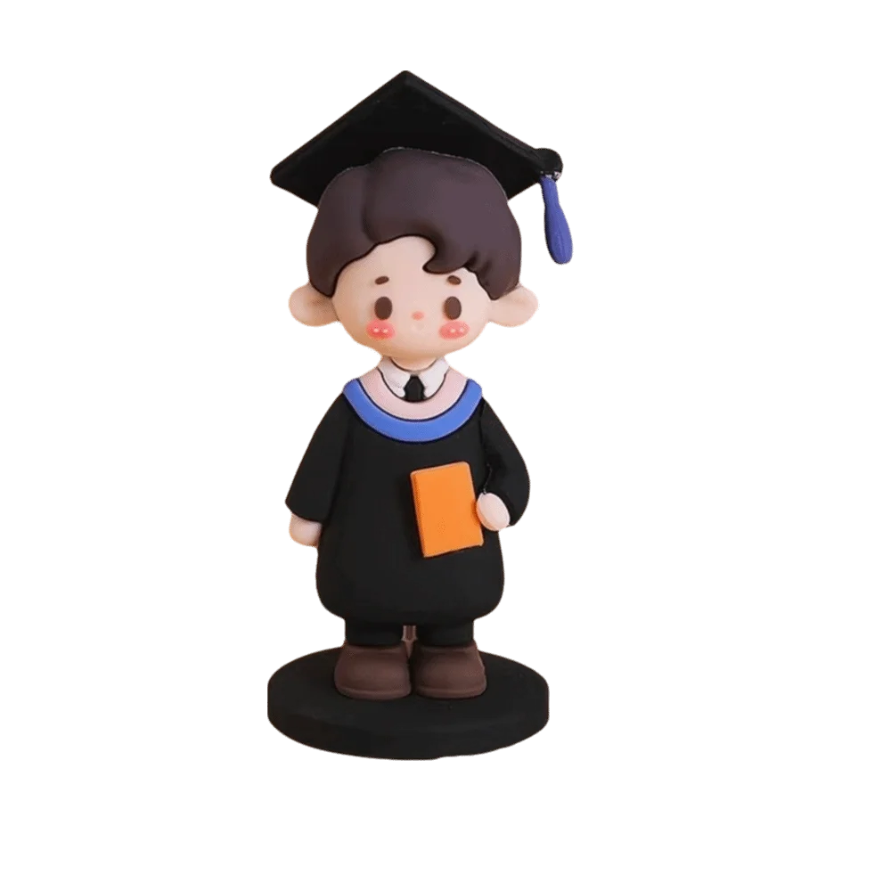 Bachelor's Doll Graduation Cake Topper Cartoon Style 3D Design Graduate Cake Figurine Cute Figurines Graduation Ornament Decor