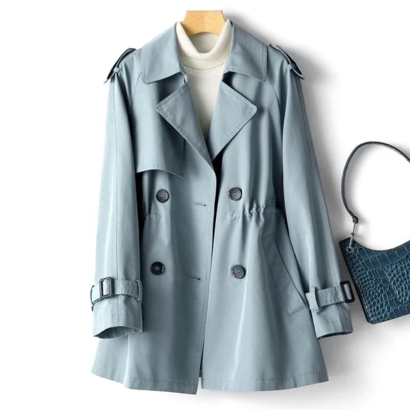 Pink Trench Coat Women New Double Breasted Mid-Long Woman Trench Coat Lining Overcoat Spring Windbreaker Female Outerwear Autumn