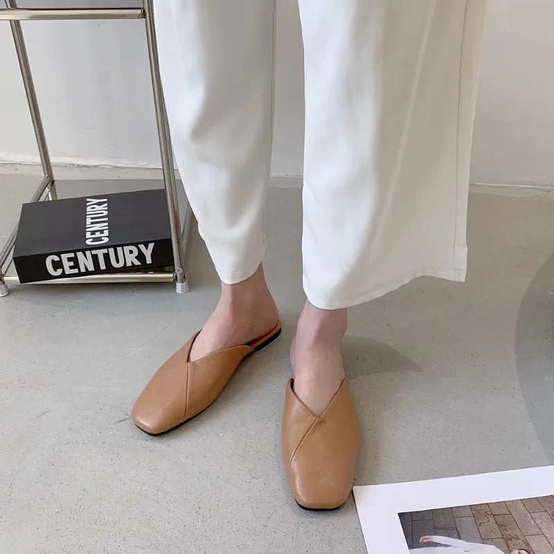 Sandals Female Slippers Women Fashion Flat Casual Mules Square Toe Sandals Women Flat Outdoor Walking Slides Zapatillas