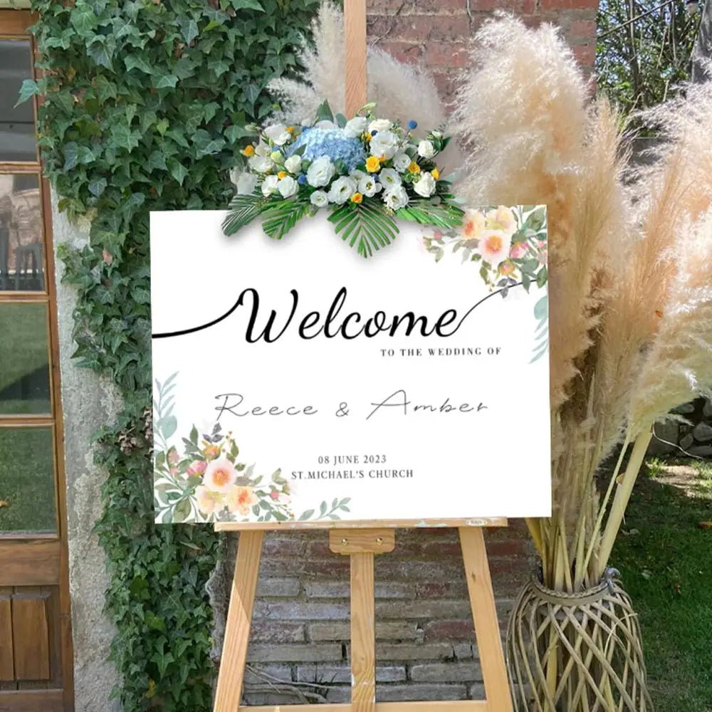 Custom Wedding Welcome Sign with Destination Personalized Name Date Poster for Wedding Reception Ceremony Engagement Party Decor