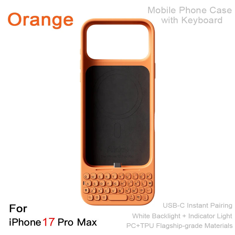 Mobile Phone Case with Keyboard Magnetic Suction All-in-One Phone Case Wired External Keyboard For iPhone 16 Pro Max 17 Pro Max