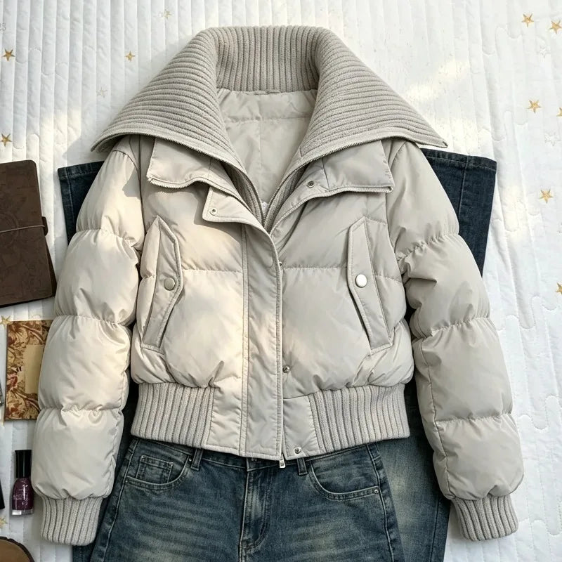 Women Thick Winter Parka Faux Fur Hood Wind Resistant Padded Coat Long Sleeve Casual Street Daily Warm Outer Jacket Fashion New