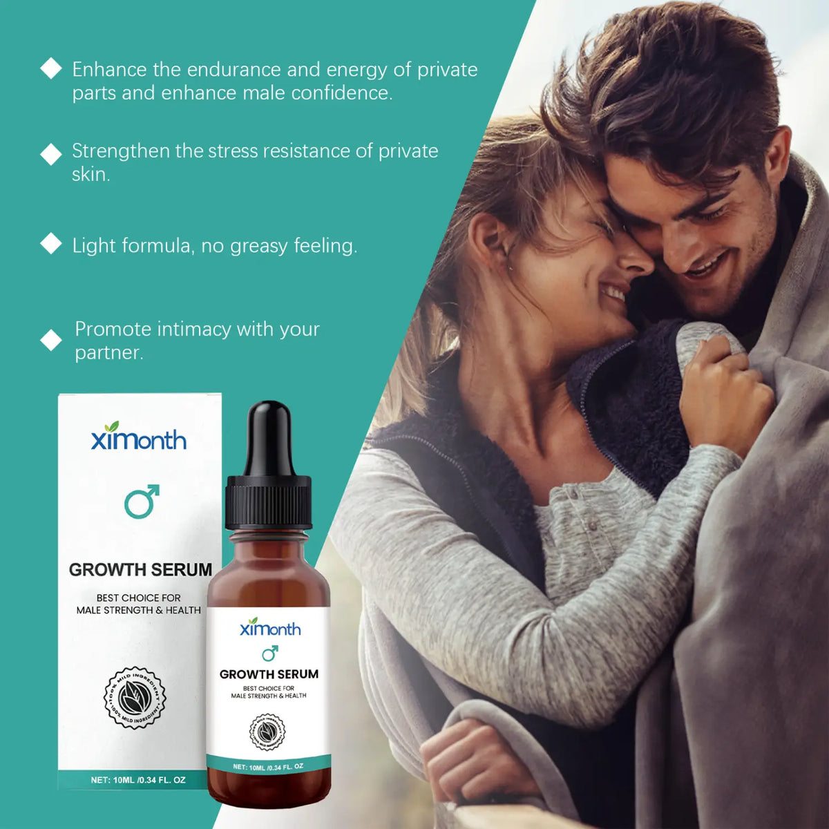 Men's Body Care Serum, Herbal Massage Essential Oil, Gentle Moisturizing Body Massage Oil for Daily Male Skin Care