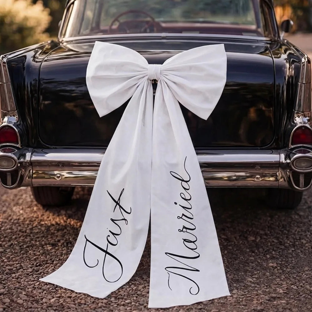 Romantic Large Size Wedding Car Bow Elegant Lovely Style Car Ribbon Bow Wedding Photo Prop Just Married Car Decor Bridal Party