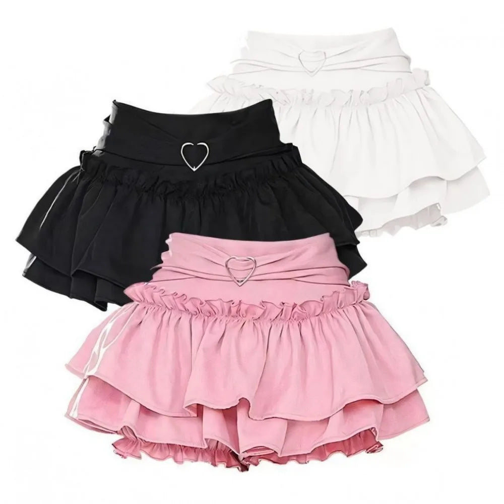 Skirts Women Ruffles A-line High Waist Chic Design Unique Korean Fashion Streetwear Gothic Summer Sweet Hot Girls Prevalent Y2k