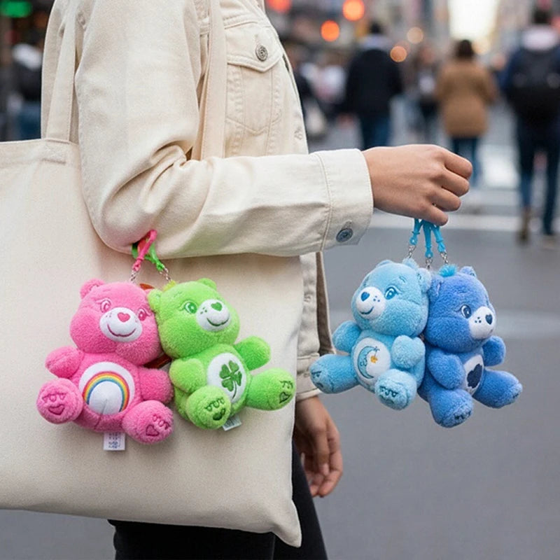 Care Bears 12cm Sitting Pose Plush Cute Bag Pendant Kawaii Stuffed Toy Car Charm Soft Doll Decor Ideal Birthday Holiday Gift