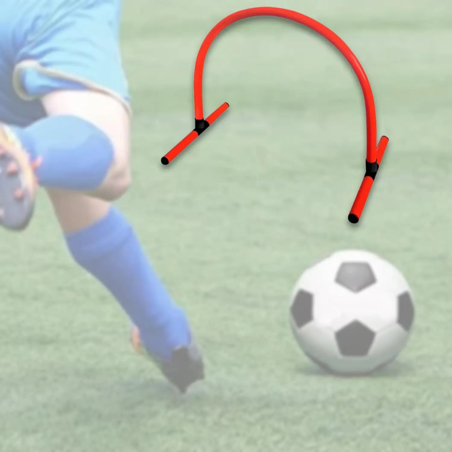 Fußball-Training: Pass-Training, ARC-Geschwindigkeit, Agility-Training, Trainingshürde, abnehmbar, robustes Fußwork- und Tritt-/Kick-Übungsset für Fußball und Baseball Rote Kunststoff-Agility-Trainingshürde mit schwarzen Verbindern aus PVC für das Fußballtraining und Trainingsübungen zum Passspiel.