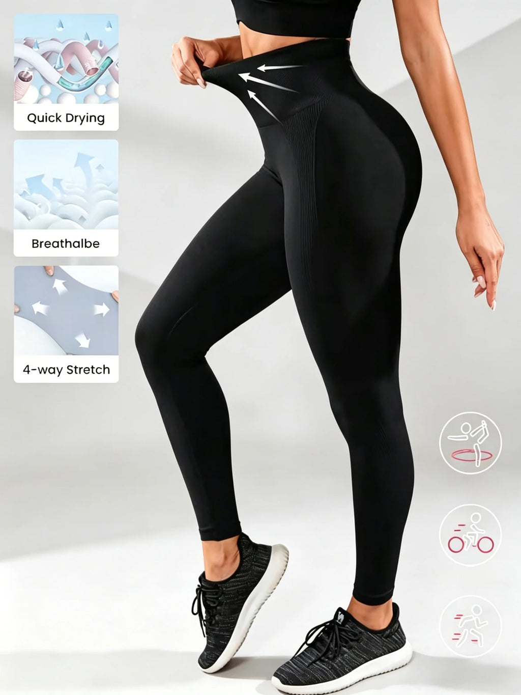 Yoga Leggings Women High Waisted Quick Dry Hip Lifting Tight Pants For Running Training Fitness