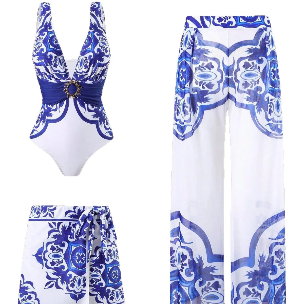 Bathing Suit Women Fashion Trend Sexy Swimwear Three-piece Jumpsuit Pants Set European And American Swimsuits
