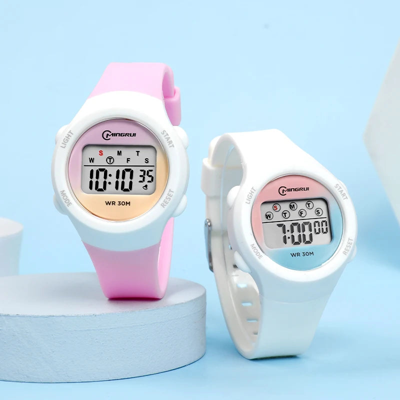 New Boys Girls Watch 30M Waterproof Digital Chidlren Watch Purple LCD Electronic Kids Sport Watches Alarm Clocks Gifts