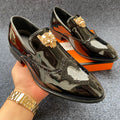 Dress Shoes Men Party Flats Black Golden Decoration Formal Brogues Patchwork Casual Shoes Handmade Wedding Men Loafers Moccasins