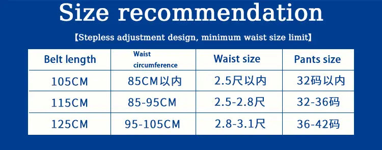 メンズ用ウーブンストレッチベルト4本セットのサイズ推奨チャート（調節無段階デザイン付き）カジュアルキャンバスゴルフストラップ