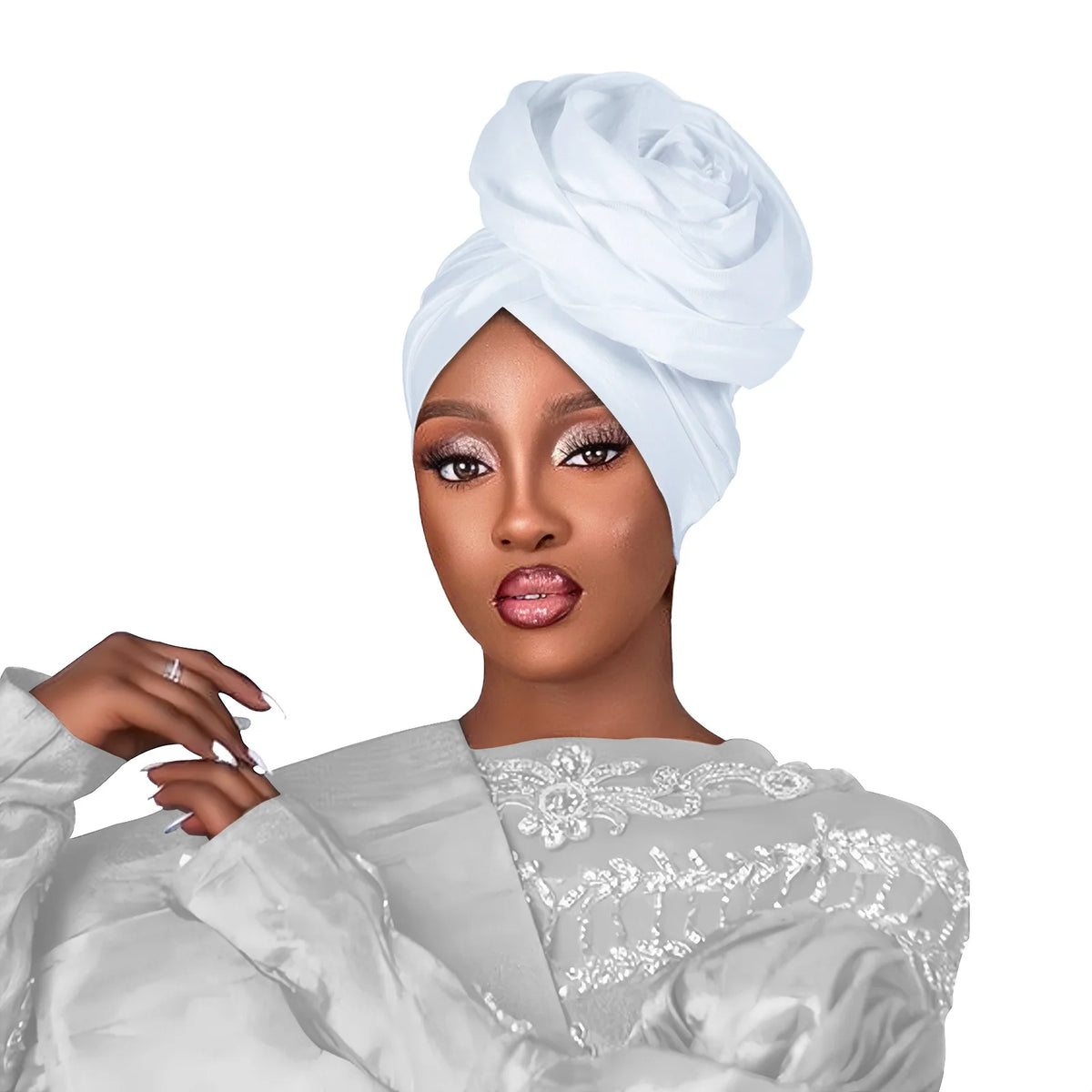 Elegant Big Flower Turban Cap for Women Elastic African Lady Head Wraps Islamic Headwear Headtie Bonnet Hat Turbante Mujer