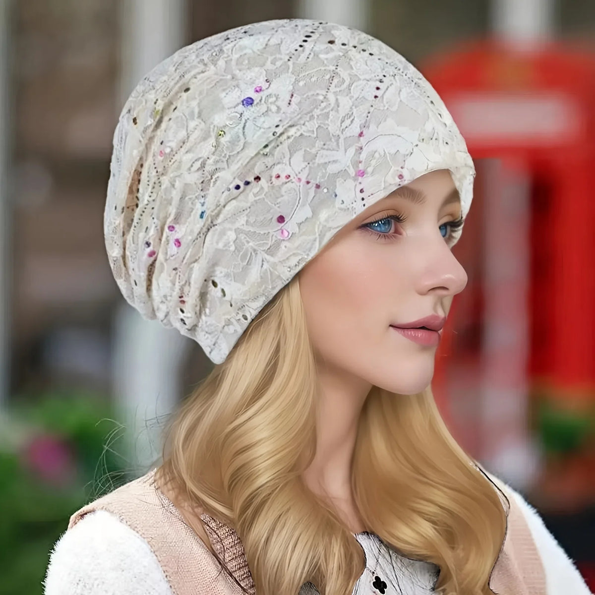 Women's Breathable Lace Turban Hat Spring Summer Thin Hijab Caps Fashionable Elastic Flower Headscarf Soft Comfortable Sleep Cap
