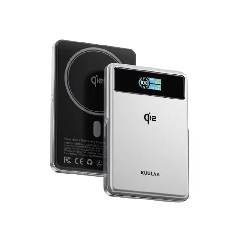 10000mAh Magnetic Power Bank with Screen 15W Wireless Charging & 20W Wired Charging Compatible with iPhone 17, 16, 15, 14, 13