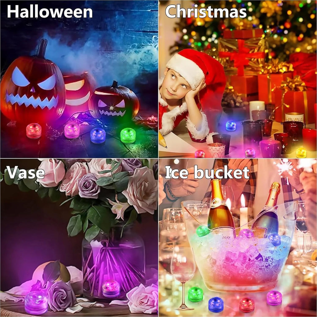 1/2/4/6/8/10 Submersible LED Lamp, RGB Waterproof Color-Changing Tea Lamp with Remote Control, Battery-Powered Mini Lamp