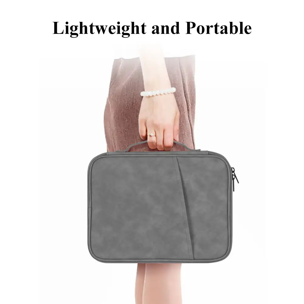 gray lightweight laptop sleeve with textured fabric finish and top handle for 11 to 13 inch laptops in a padded case designed for pink laptop sleeve series.