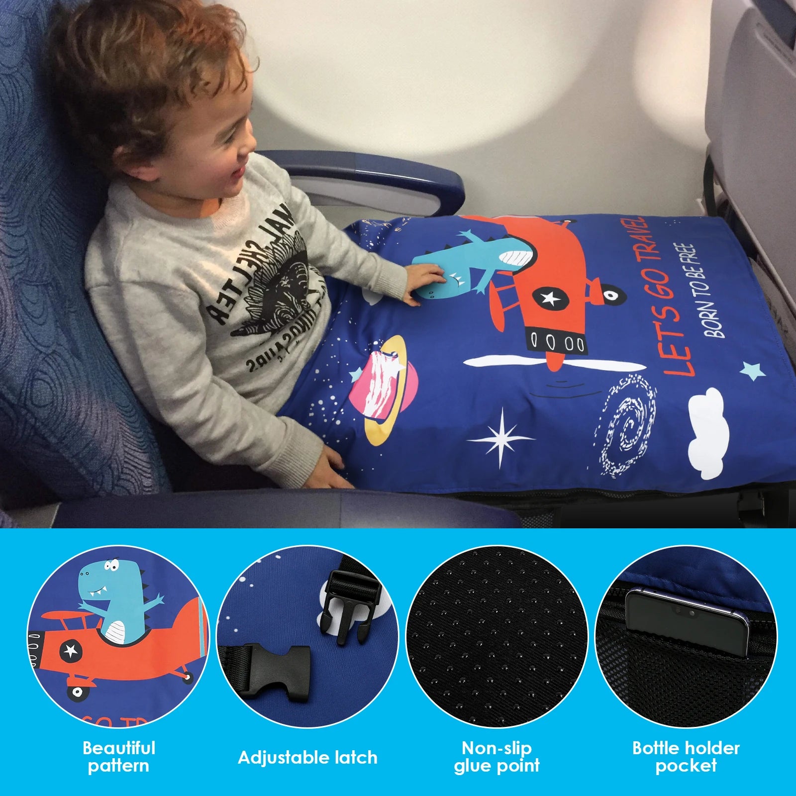 Toddler Travel Airplane Bed Portable Pedals Bed Foot Rest Hammock with Storage Bag Baby Airplane Seat Extender For Leg Rest