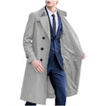 New Men's Autumn Casual Lapel Double-breasted Mid-length Overcoat Male Classic Solid Outdoor Trench Coat Classic Windbreaker
