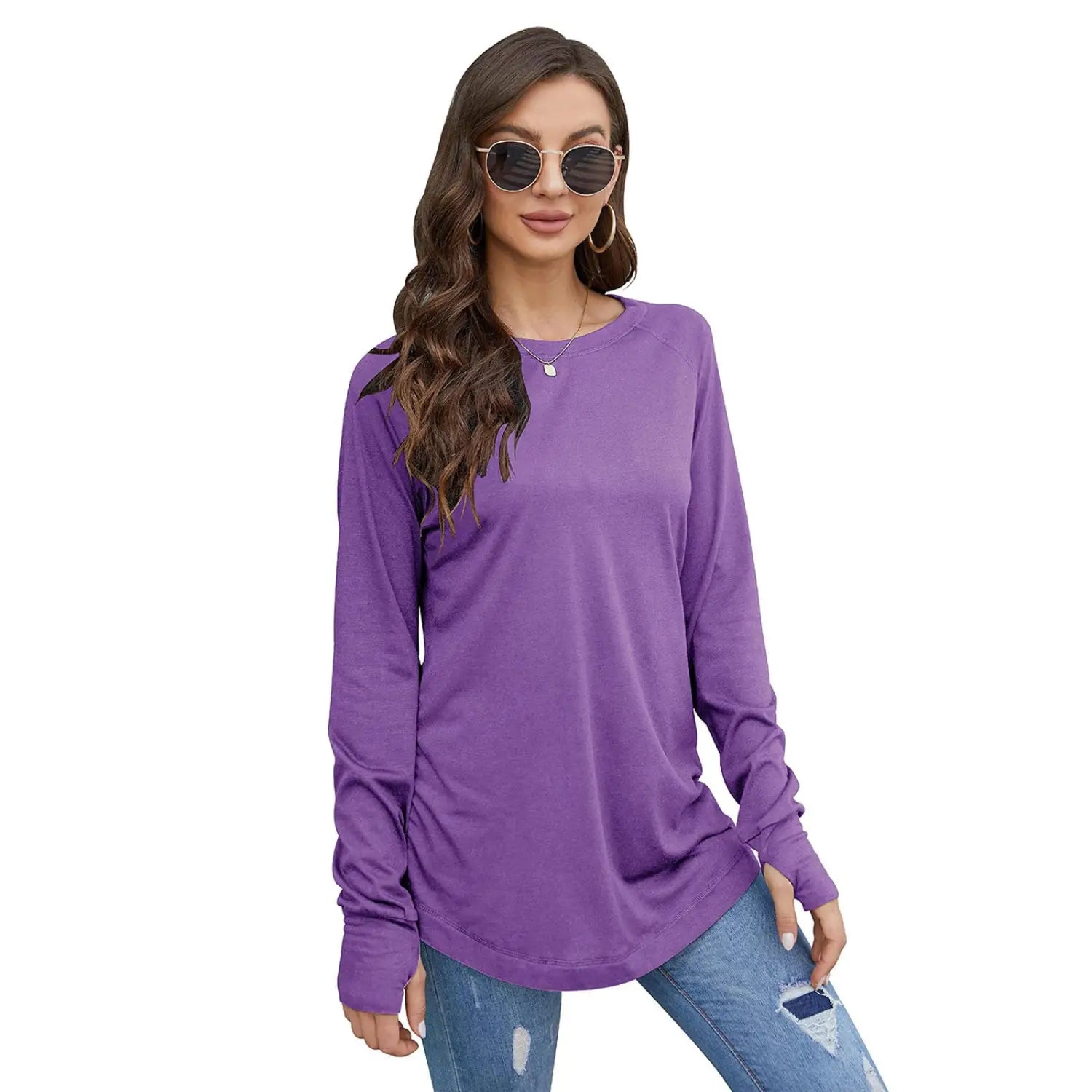 Women Long Sleeve Cotton Tunic Top
