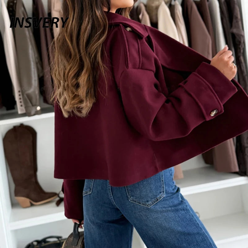 New Blazers Women Fashion Short Jacket Woman Casual Turn Down Down Long Sleeve Outwear Women Autumn Winter Coat Women Tops