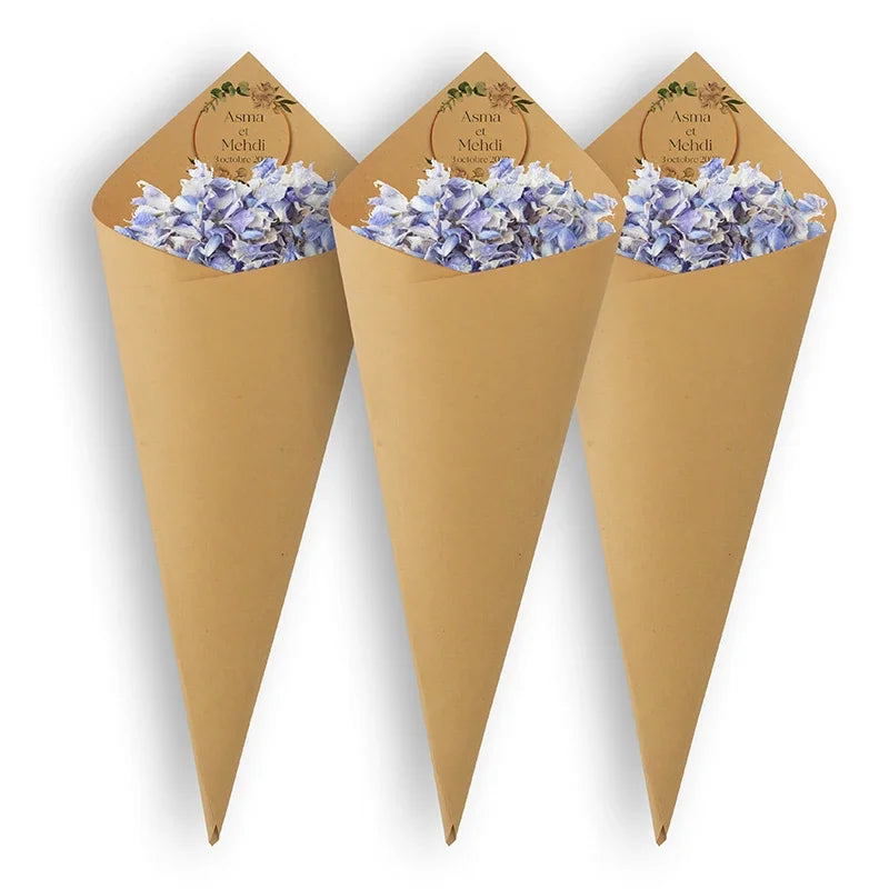 30Pcs Custom Wedding Cones Name Christmas Wedding Thanksgiving Floral Confetti Toss Cones Birthday Baptism Party Favors