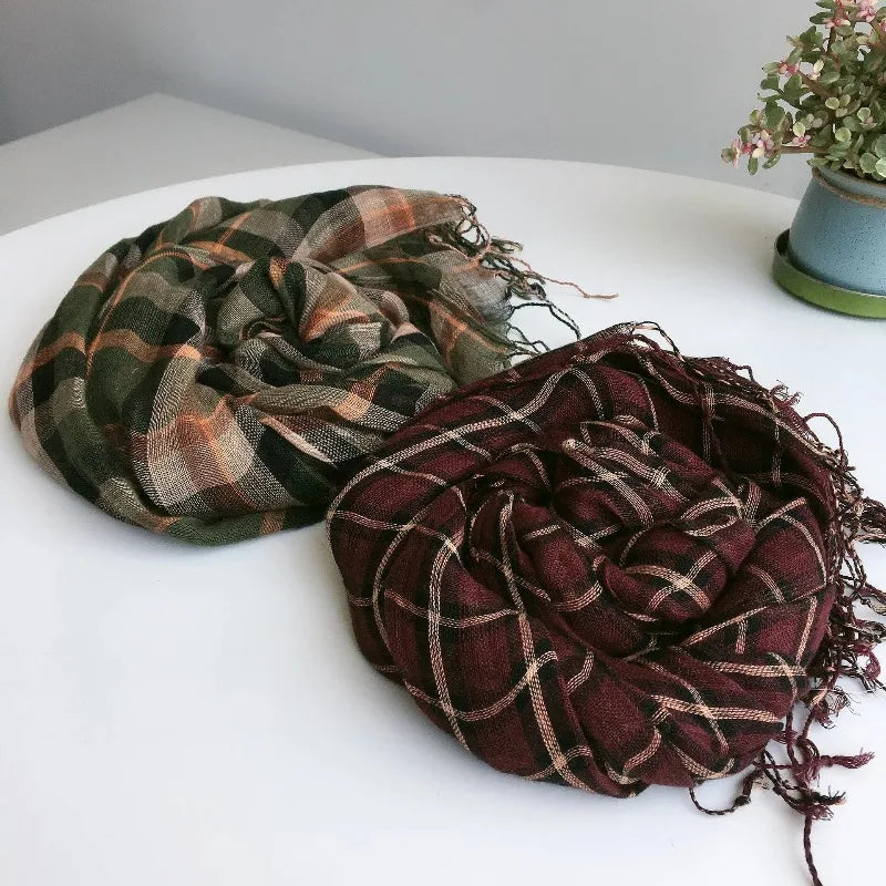 Line Checkered Scarf Plaid Wraps For Women Line Shawl For Women