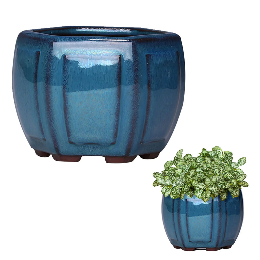 Ceramic Garden Planter Pots Ceramic Plant Pots with Drainage Holes Design for Balcony Living Room Bedroom