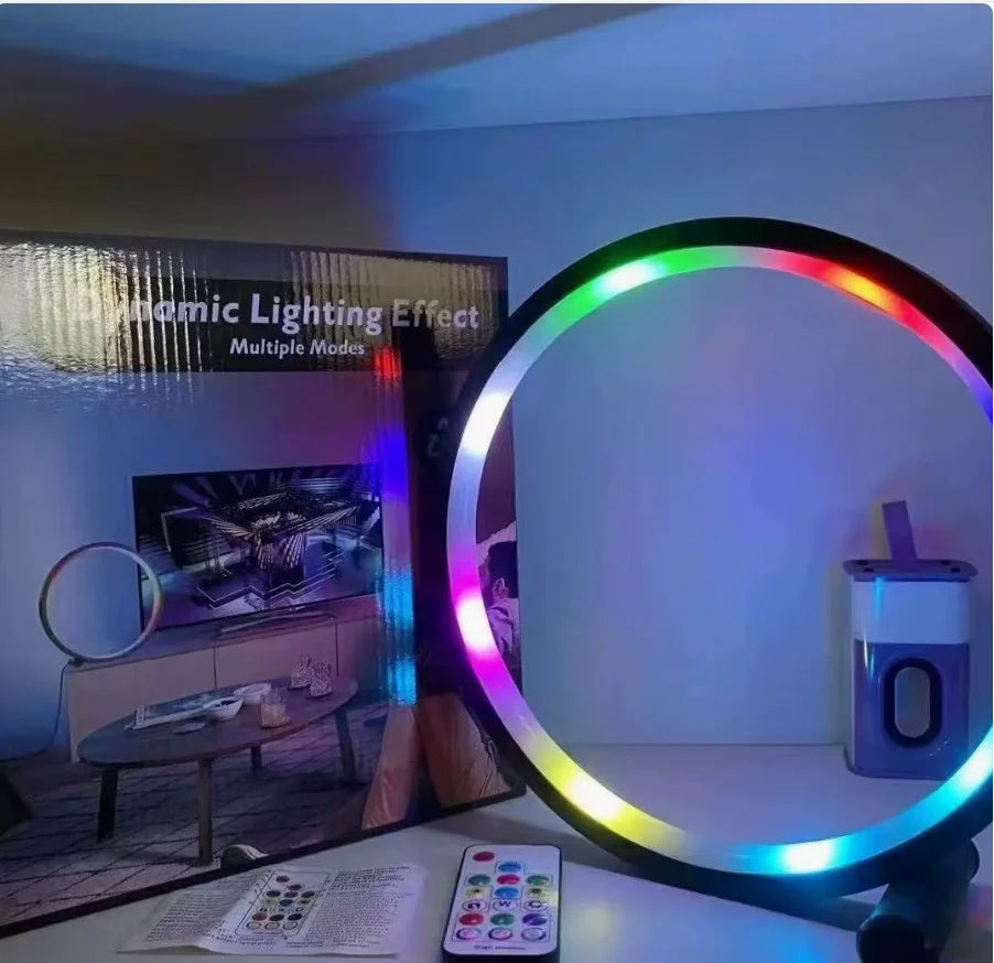 LED Simple Round Ring Table Lamp RGB Symphony Round Night Light Bedroom Living Room Restaurant Hotel Decoration
