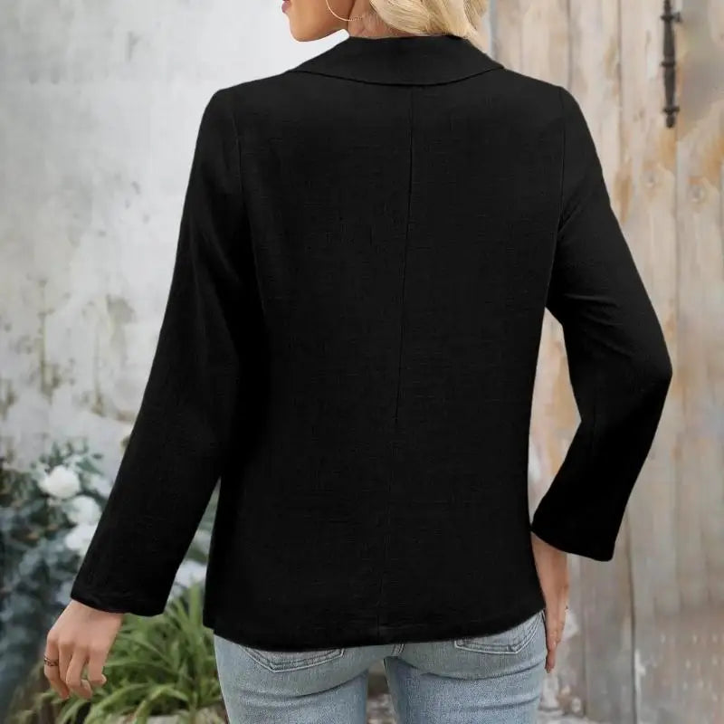 Stylish Blazers for Women Notch Lapel Long Sleeves and Convenient Pockets Durable Polyester Fabric Jackets 6XDA