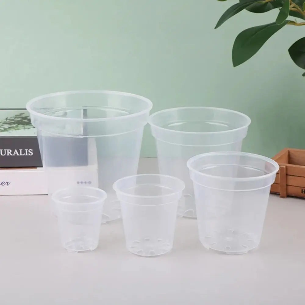 New DIY Planter Pot Transparent Large Capacity Round Starting Pot Plastic Anti-Deformation Orchid Nursery Container Home