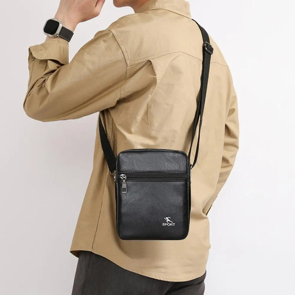 PU Leather Crossbody Messenger Bag For Men Office Worker Sling Shoulder Bags Travel Black Brown Khaki Handbags Small Totes