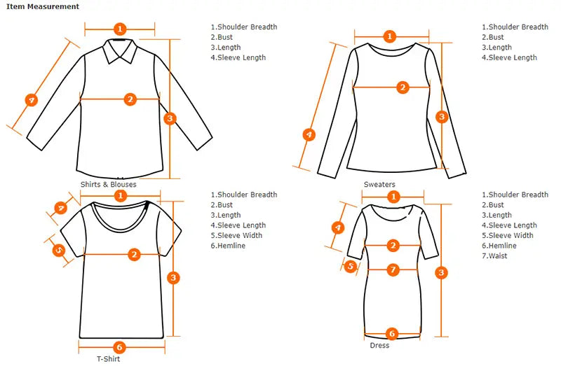 Measurement guide for women floral daisy white short sleeve t shirt showing accurate dimensions for shirts sweaters t shirts and dresses.