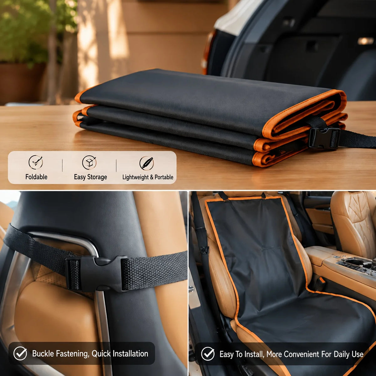 Pet Travel Accessory Anti-Scratch Waterproof Leather Rear Seat Protector Mat Dirt Resistant For Dogs Cats Car Interior