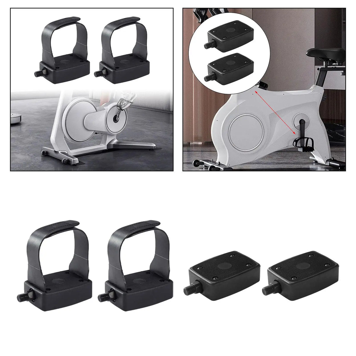 1 Pair Exercise Bike Pedal 1/2 inch Spindle Home Gym Non Slip Replacement Indoor Fitness Equipment Accessories