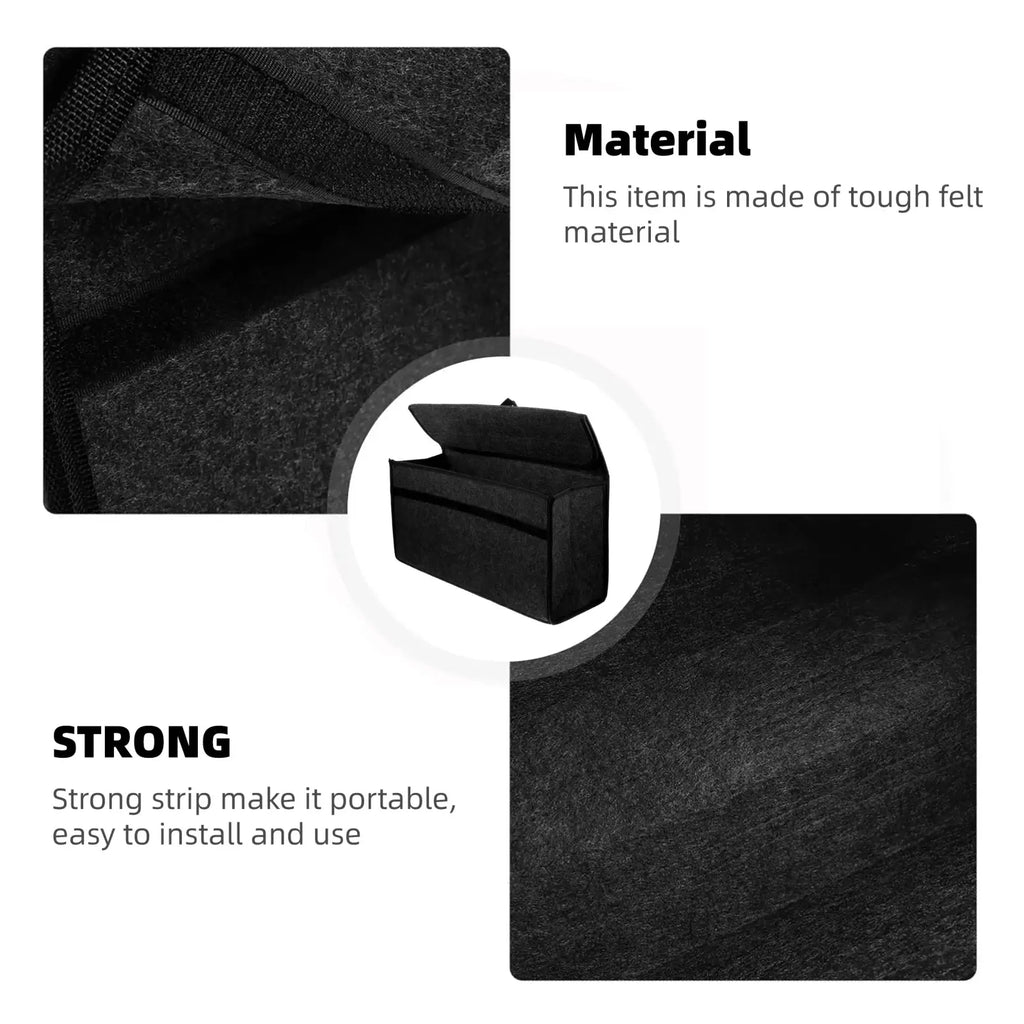 Black felt storage bag with sturdy portable design for car trunk organizer measures 50cm x 24cm and 24cm x 16cm