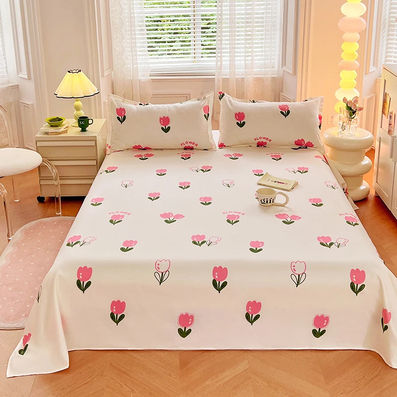 Bedroom Sheet Gorgeous Flowers Cartoon Printing Bedding Sheet PillowCase Bedding Fashion Exquisite Printing Sheet 1pc or 3pc/Set