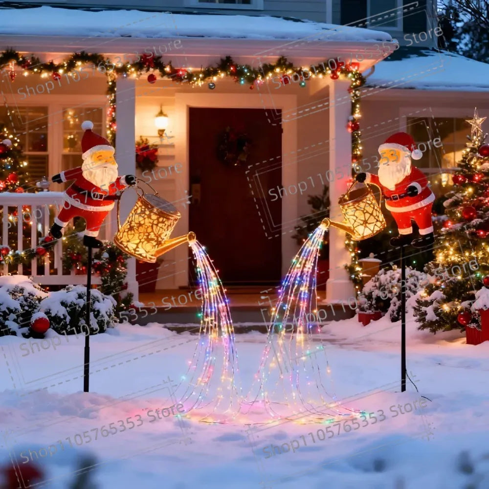 Christmas Solar Kettle Lights Garden Lawn Decorations Santa Claus Kettle Ground Lamp Solar LED Night Lights Xmas Outdoor Decor