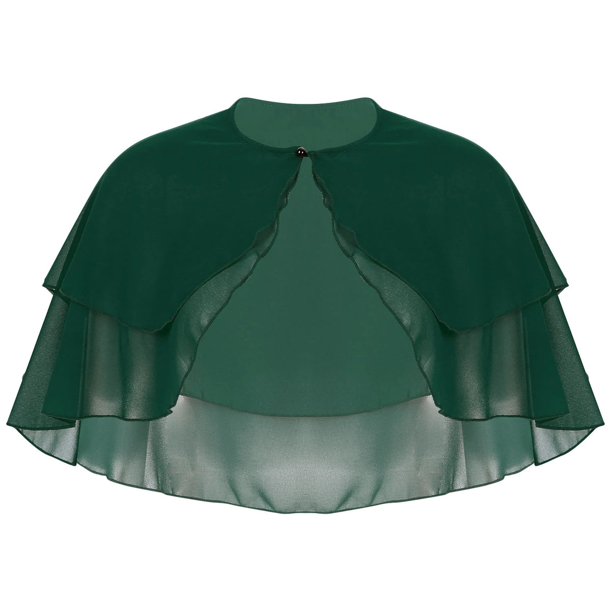 Women Elegant Solid Color Chiffon Shawl Ruffle 2-Layer Chiffon Wraps Bolero Wedding Birthday Evening Party Dress Cape Outerwear
